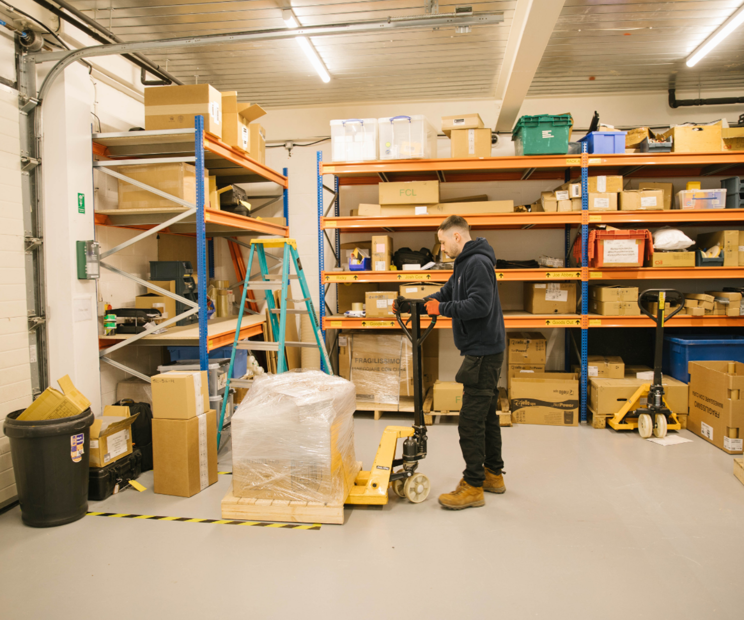 Man lifting heavy equipment